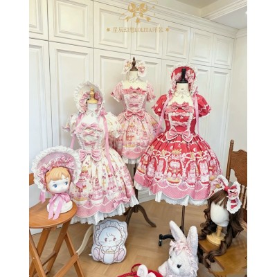Starry Fantasy Ode To The Strawberry Blouse JSK OP and Sets(Reservation/3 Colours/Full Payment Without Shipping)